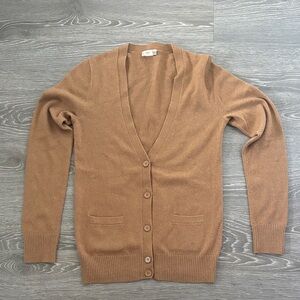 J. Crew Women's Camel Brown V-Neck Button Cardigan